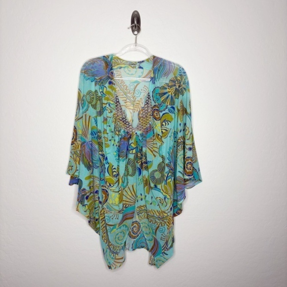 CaffĂŠ Swimwear Cover-Up Tunic Multicolor Print Size Small Vintage